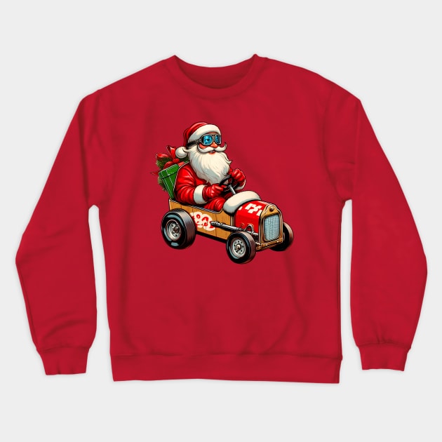 Santa Claus Pine Box Derby Racer Christmas Humor Crewneck Sweatshirt by E